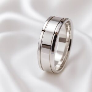 ALIANÇA DE PRATA 6,0MM QUADRADA C/02 FRISOS 0,50MM LISA SEM PEDRA