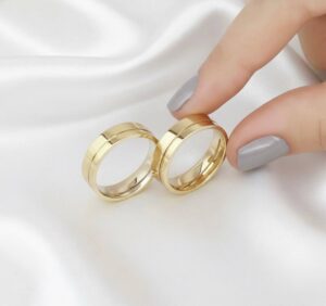 ALIANÇA DE OURO COM FRISO 6MM - PAR