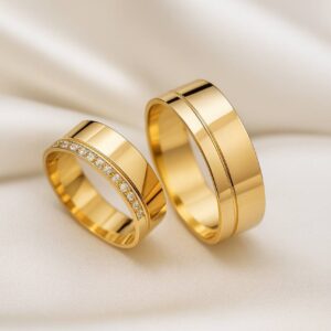 ALIANÇA LIGA DA MOEDA 8,0 MM  ANATÔMICA QUADRADA COM15 PEDRAS E 01 FRISO - PAR