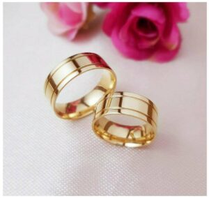 ALIANÇA LIGA DA MOEDA 8,0MM ANATÔMICA QUADRADA COM 02 FRISOS - PAR