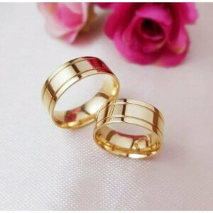 ALIANÇA LIGA DA MOEDA 8,0MM ANATÔMICA QUADRADA COM 02 FRISOS - PAR