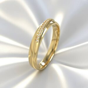 ALIANÇA LIGA DA MOEDA 3,0MM ABAULADA TRABALHADA E ANATÔMICA COM PEDRAS DE ZIRCÔNIA