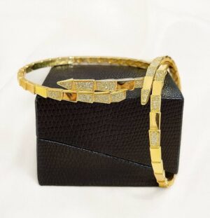 Bracelete Design Serpente — Ouro 18K com Zircônias