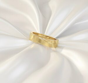 ALIANÇA NÓ DO AMOR  LIGA DA MOEDA DE 3MM QUADRADA.