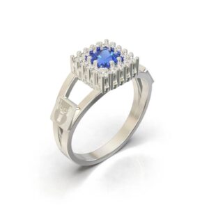 ANEL DE PRATA FORMATURA – PEDRA 5×5 COM CHAPINHA LATERAL